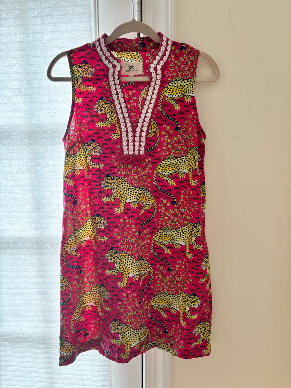 Printfresh Pink Leopard-Print Sleeveless Dress with Lace Trim